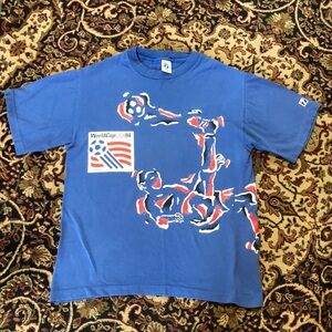 Vintage World Cup USA '94 Blue Graphic T-Shirt Soccer Medium